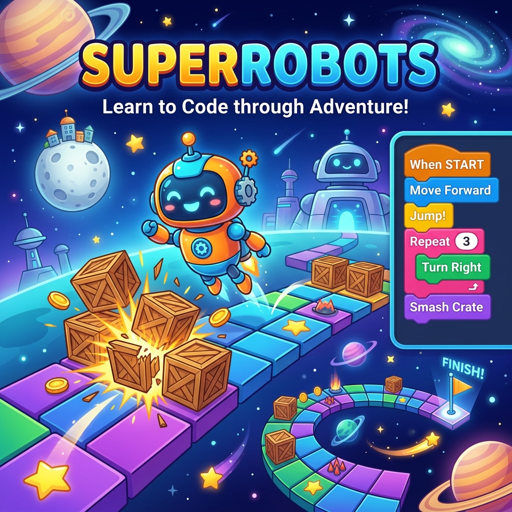 SuperRobots - Learn Block Coding & Logic Game
